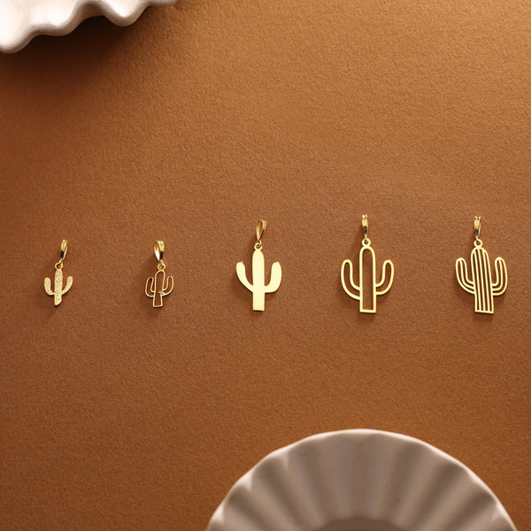 14K Gold Cactus Charm — alternate view