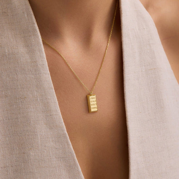 14K Gold Ingot Necklace — alternate view
