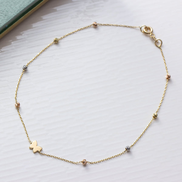 14K Gold Laser Butterfly Anklet — alternate view