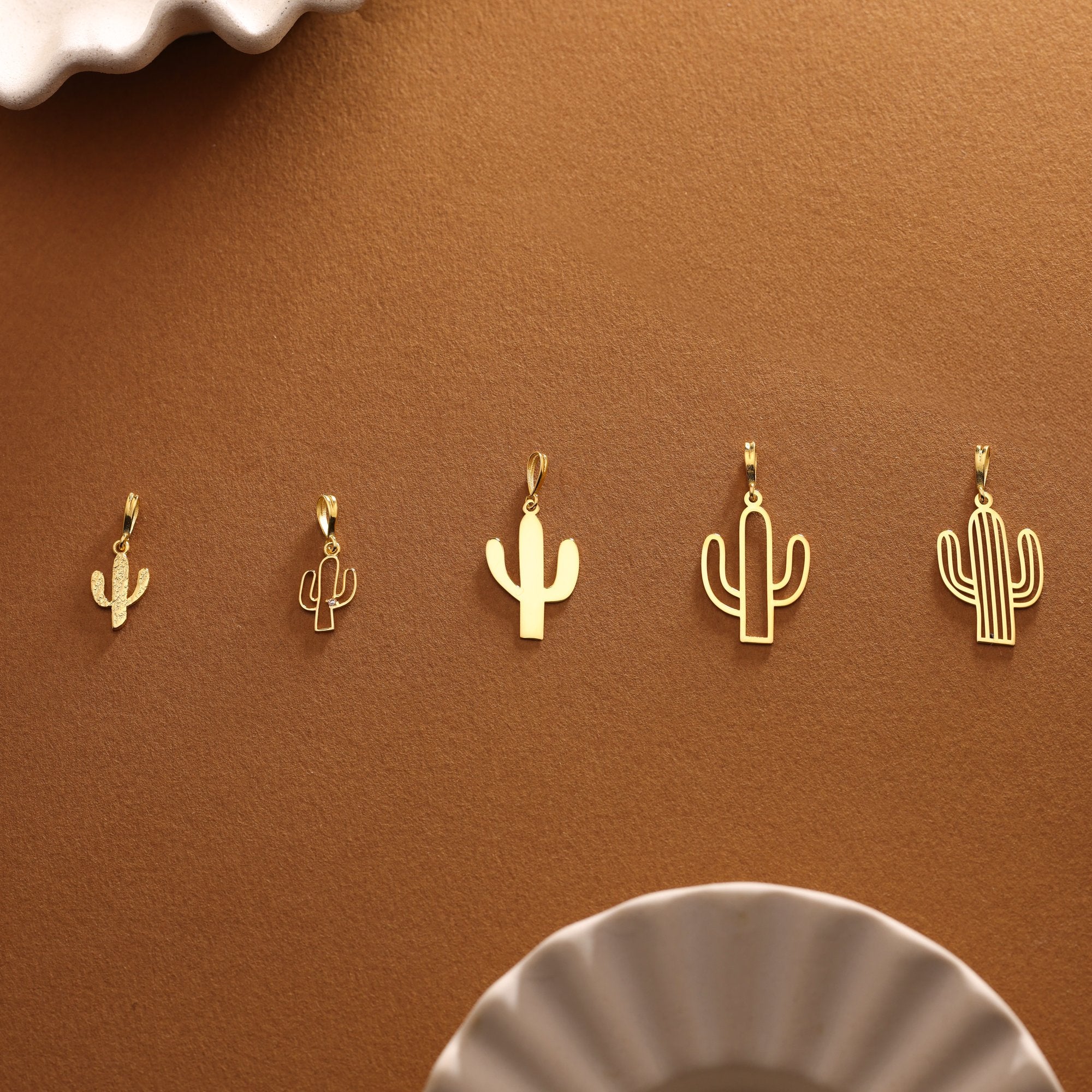 14K Gold Cactus Charm
