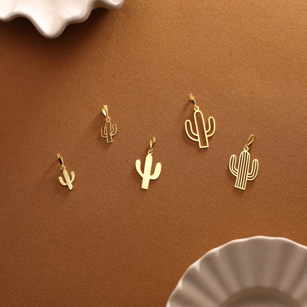 14K Gold Cactus Charm