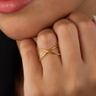 14K Gold Crossover Ring