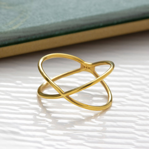 14K Gold Crossover Ring