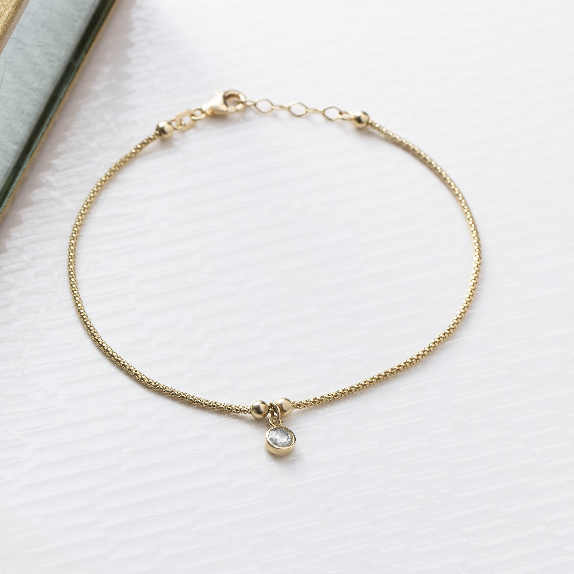 14K Gold Solitaire Bezel Bracelet