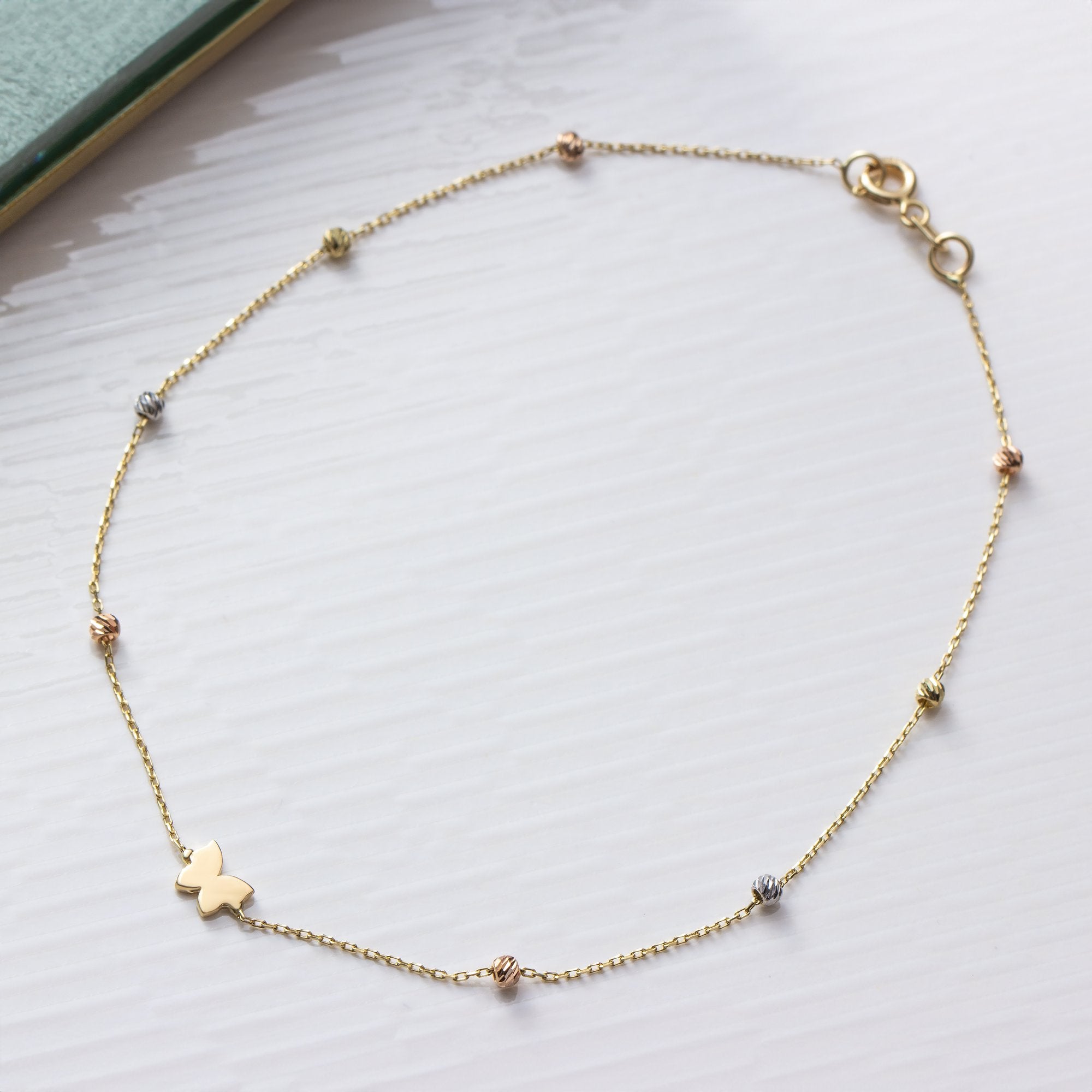 14K Gold Laser Butterfly Anklet