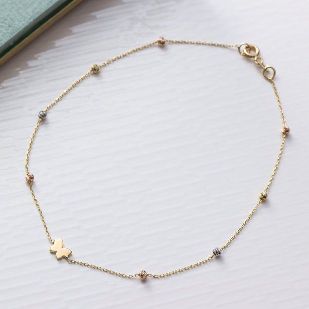 14K Gold Laser Butterfly Anklet