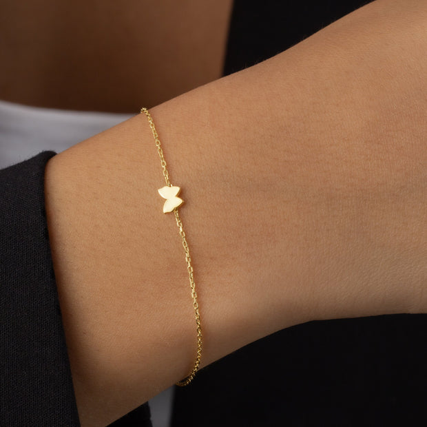 14K Gold Dainty Butterfly Bracelet