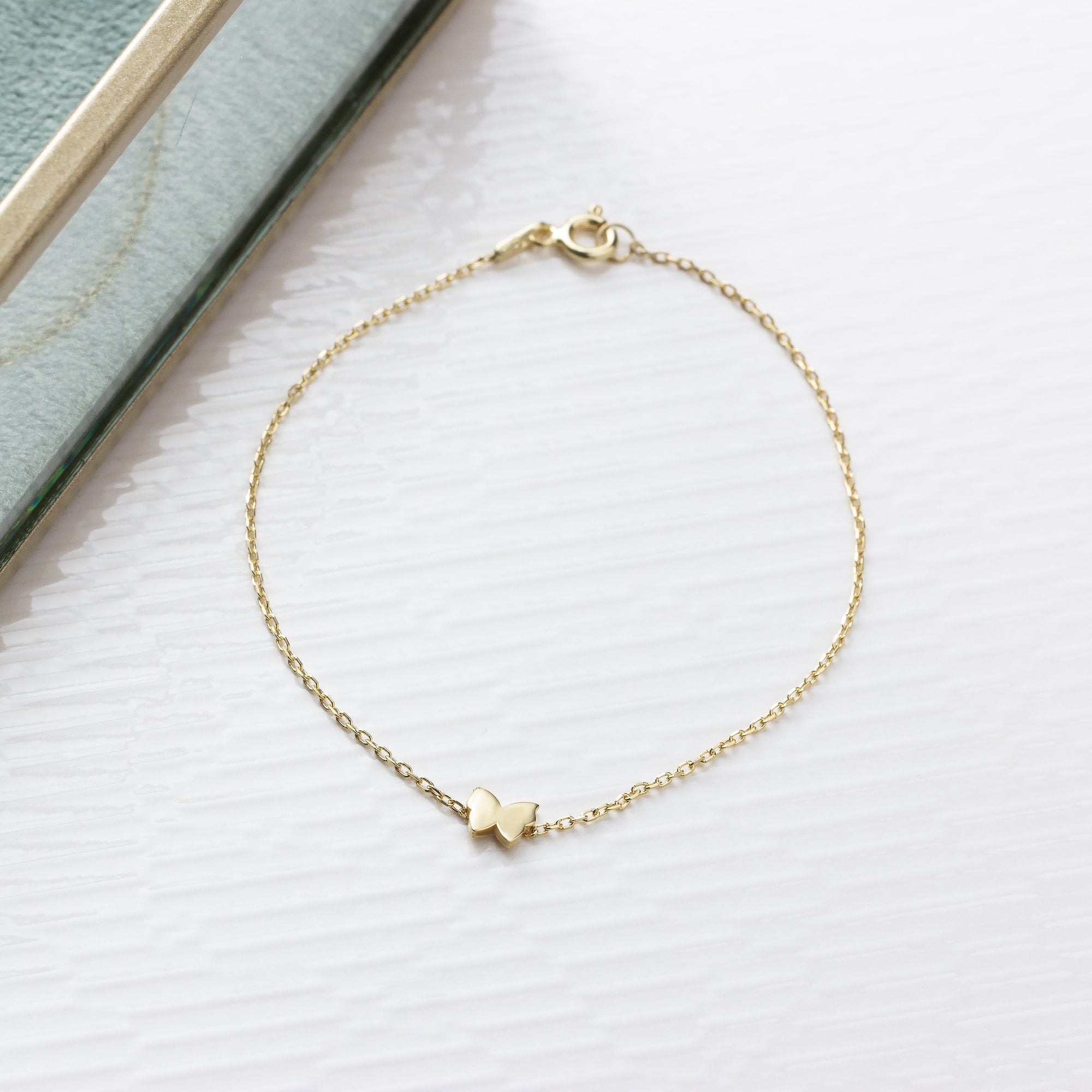 14K Gold Dainty Butterfly Bracelet
