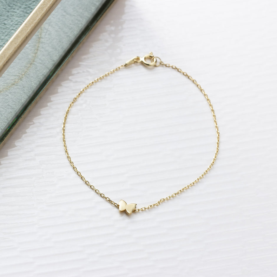 14K Gold Dainty Butterfly Bracelet