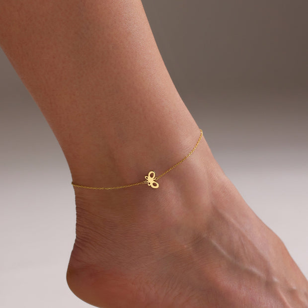 14K Gold Butterfly Anklet