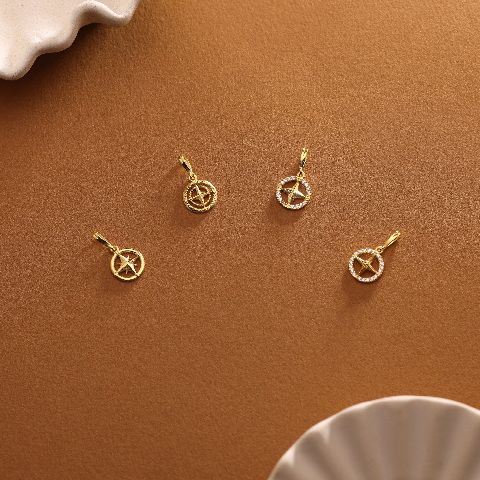 14K Gold Compass Charm