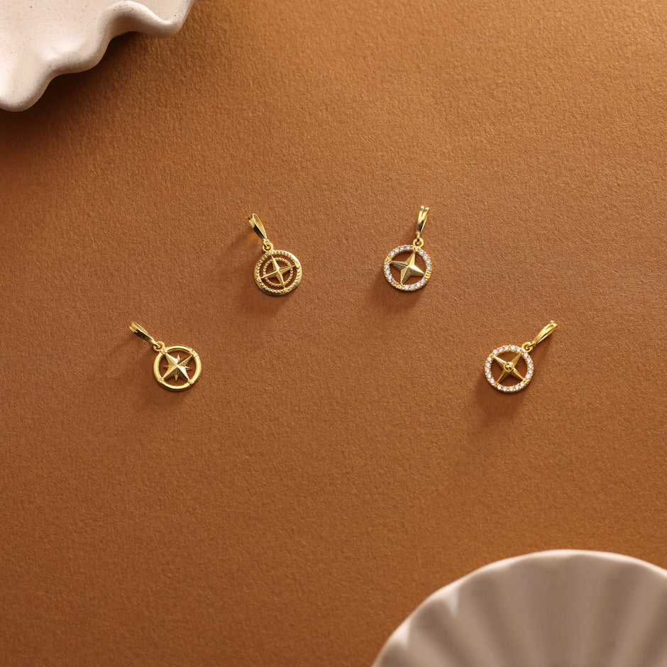 14K Gold Compass Charm