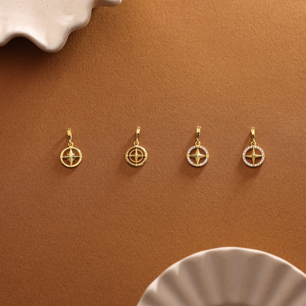 14K Gold Compass Charm