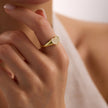14K Gold Delicate Gold Heart Ring with Pave CZ Detail