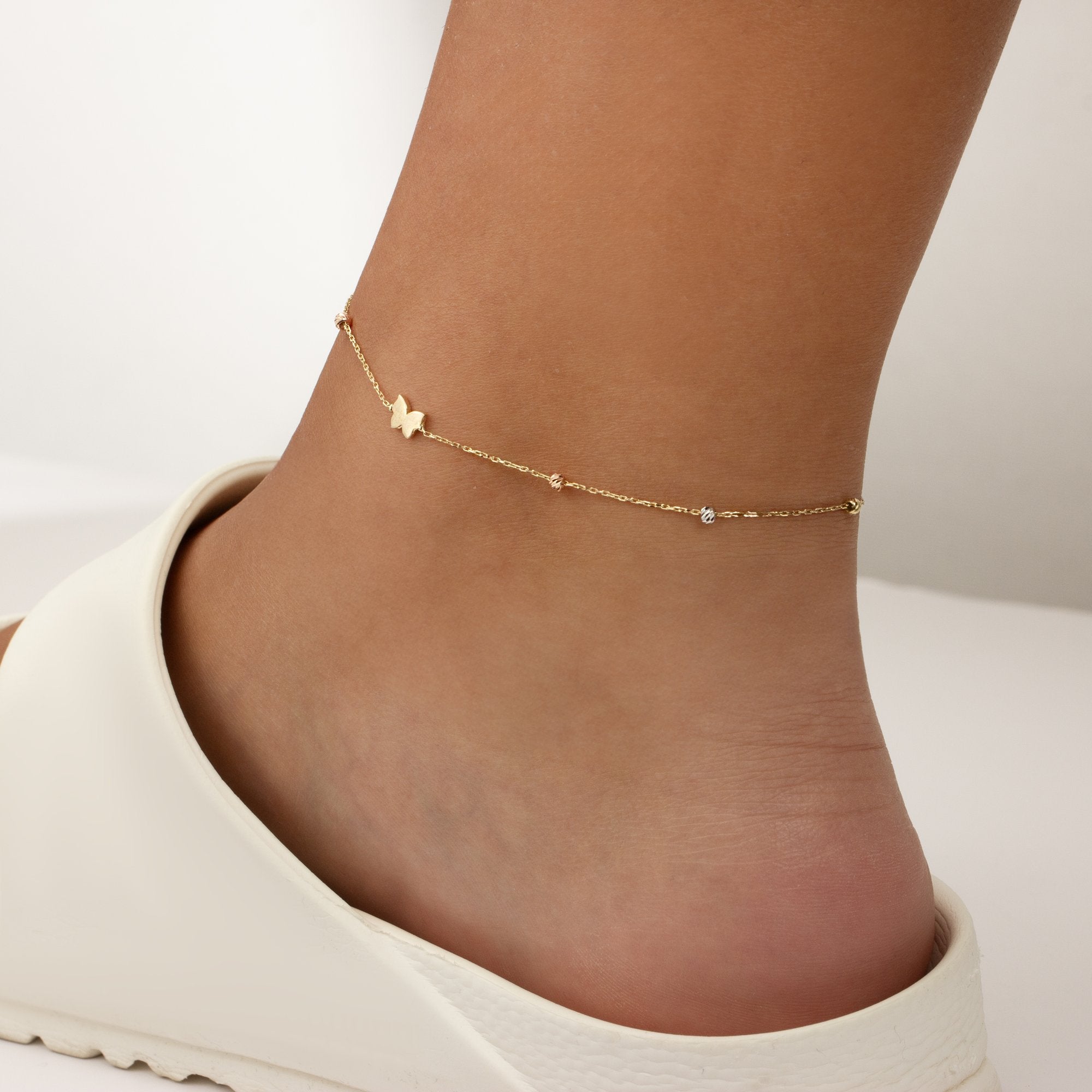 14K Gold Laser Butterfly Anklet