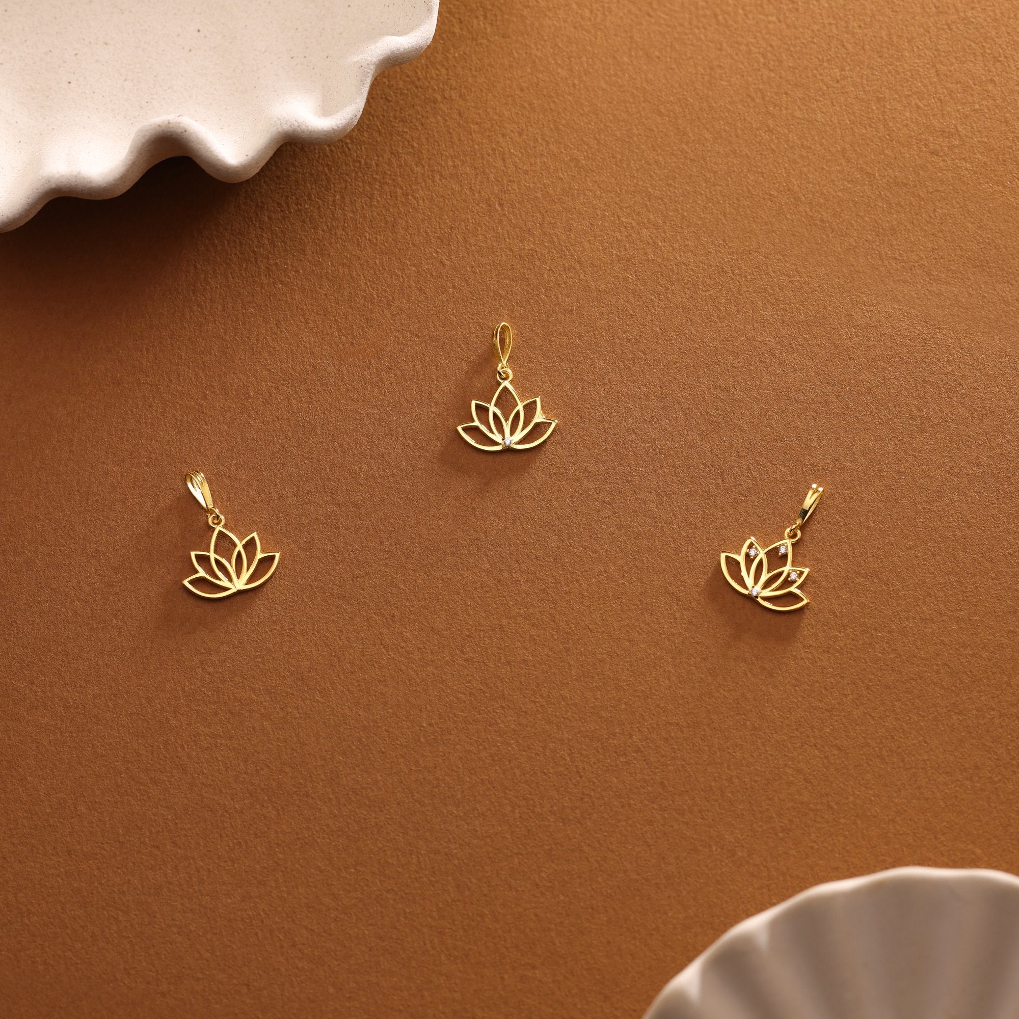 14K Gold Lotus Charm