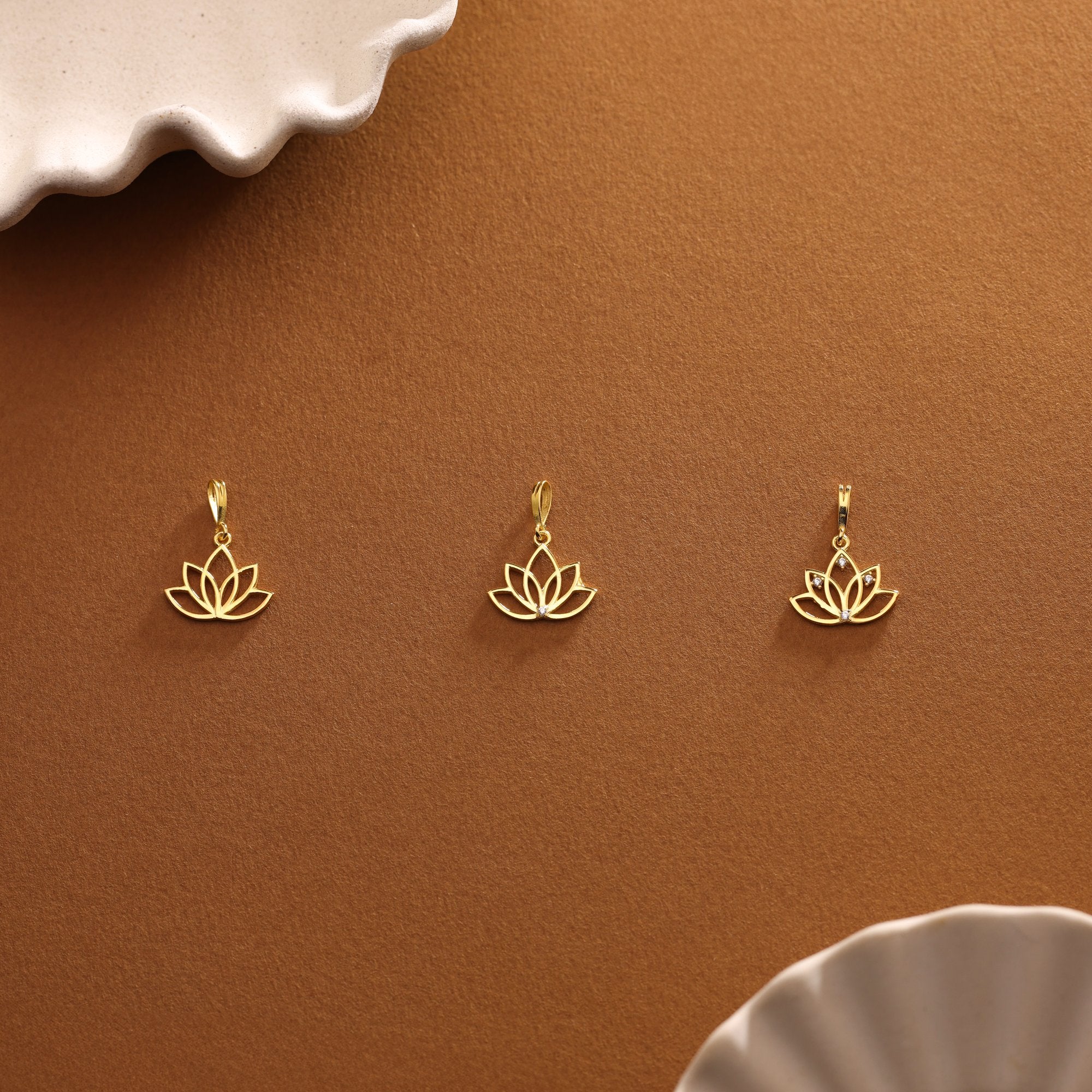 14K Gold Lotus Charm