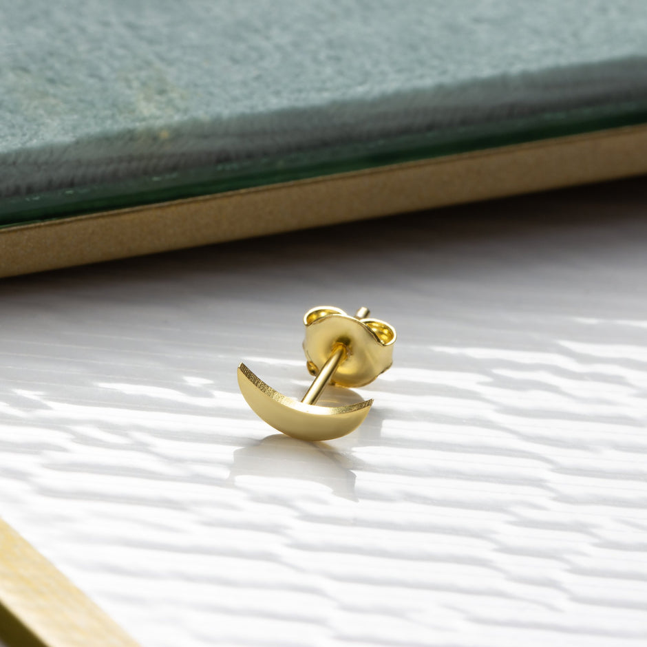 14K Gold Moon and Star Stud Earrings