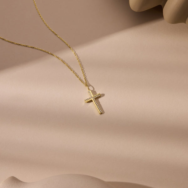 14K Gold Cross Necklace — alternate view