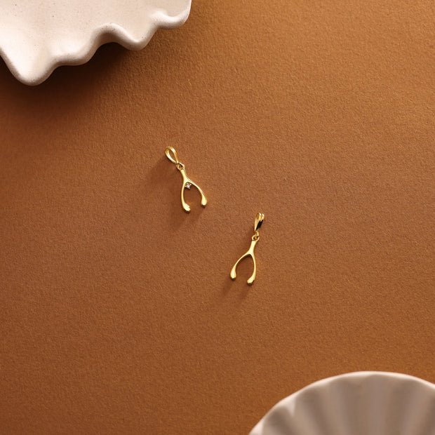 14K Gold Wishbone Charm