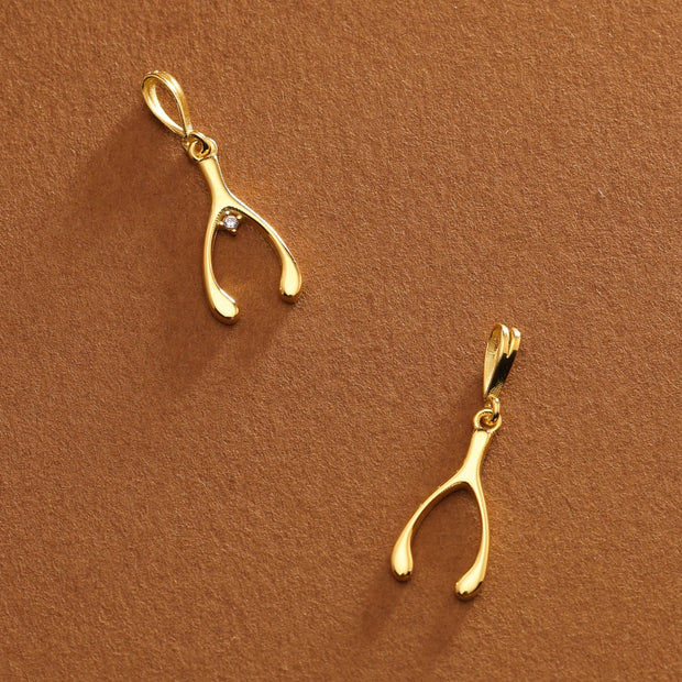 14K Gold Wishbone Charm