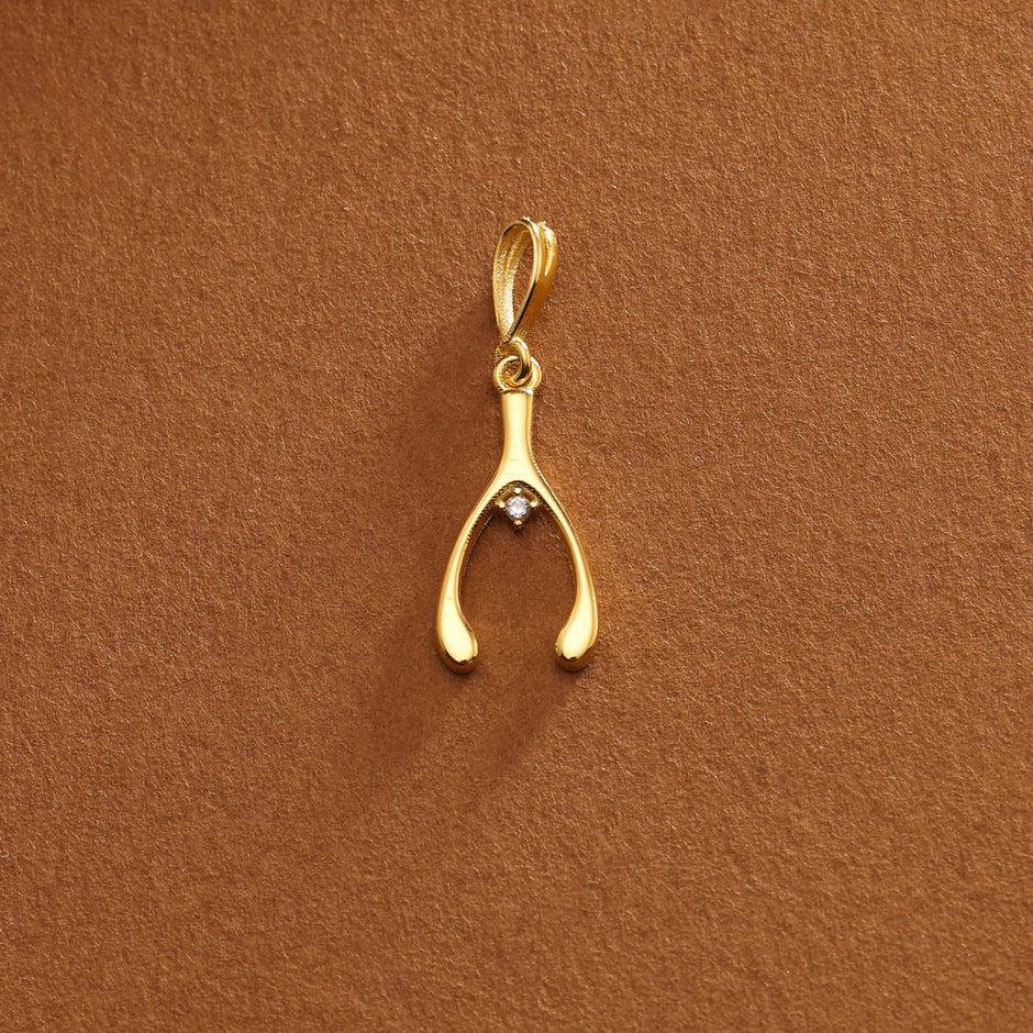 14K Gold Wishbone Charm
