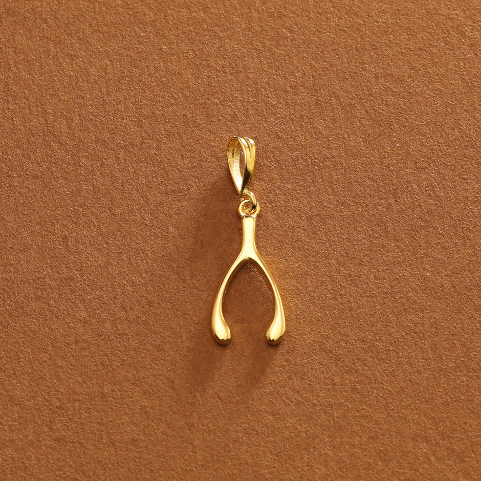 14K Gold Wishbone Charm
