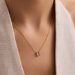 Birthstone Necklace in 14K Solid Gold, Custom Multi Stone Pendant