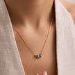 Birthstone Necklace in 14K Solid Gold, Custom Multi Stone Pendant